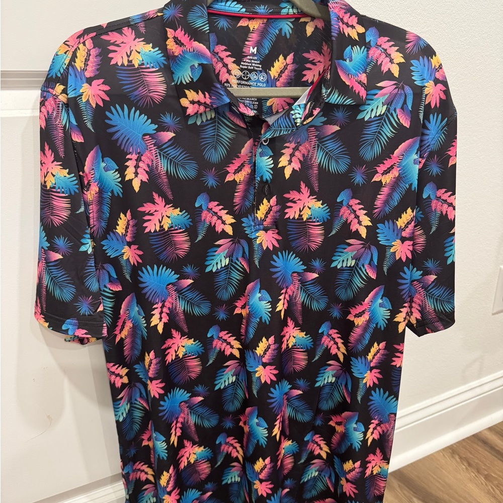 Tropical Print Men's Golf Polo Shirt